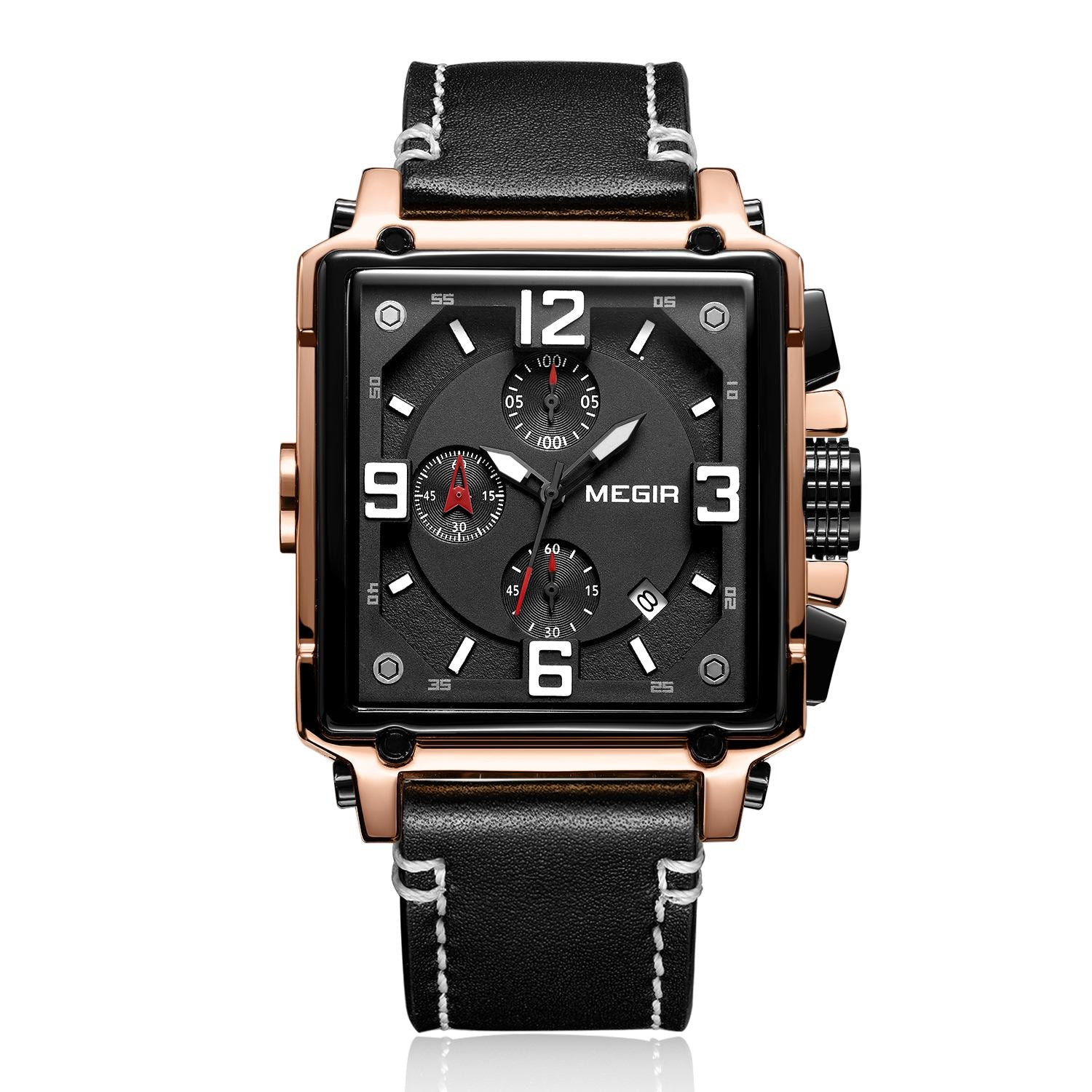 MEGIR Men Watch Top Brand Luxury Chronograph Quartz Watches Clock Men Leather Sport Army Military Wrist Watch Relogio Masculino-8