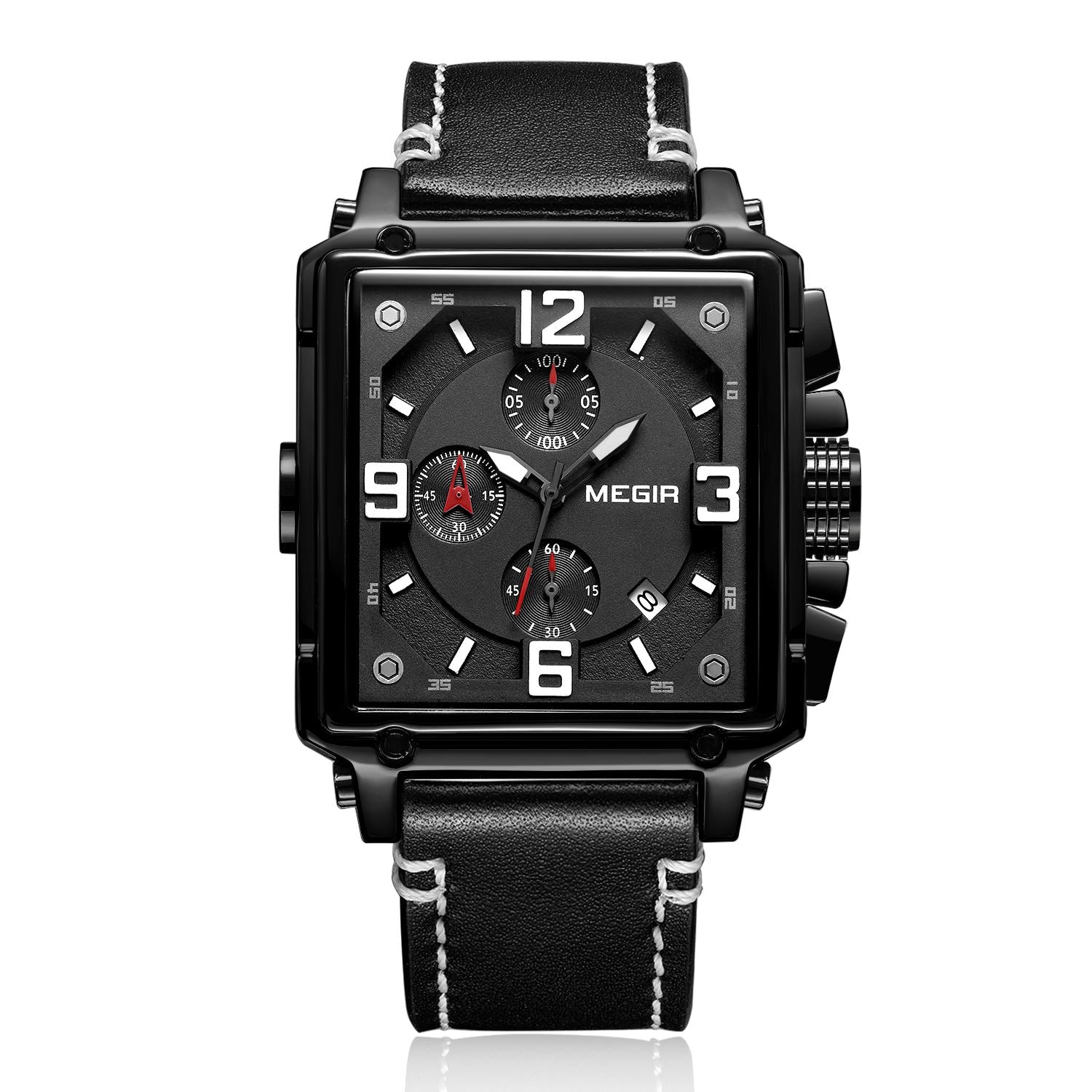 MEGIR Men Watch Top Brand Luxury Chronograph Quartz Watches Clock Men Leather Sport Army Military Wrist Watch Relogio Masculino-10