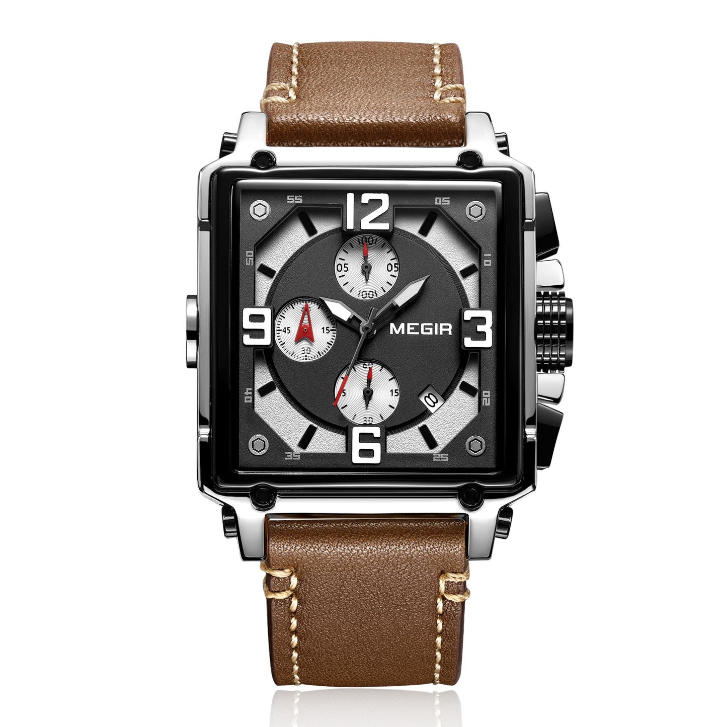 MEGIR Men Watch Top Brand Luxury Chronograph Quartz Watches Clock Men Leather Sport Army Military Wrist Watch Relogio Masculino-9