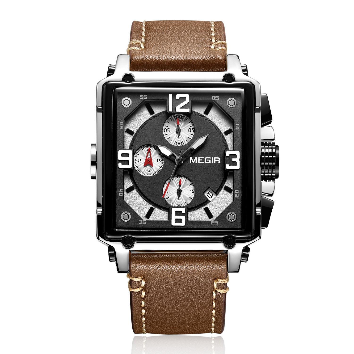 MEGIR Men Watch Top Brand Luxury Chronograph Quartz Watches Clock Men Leather Sport Army Military Wrist Watch Relogio Masculino-9