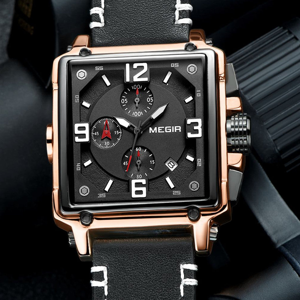 MEGIR Men Watch Top Brand Luxury Chronograph Quartz Watches Clock Men Leather Sport Army Military Wrist Watch Relogio Masculino-1